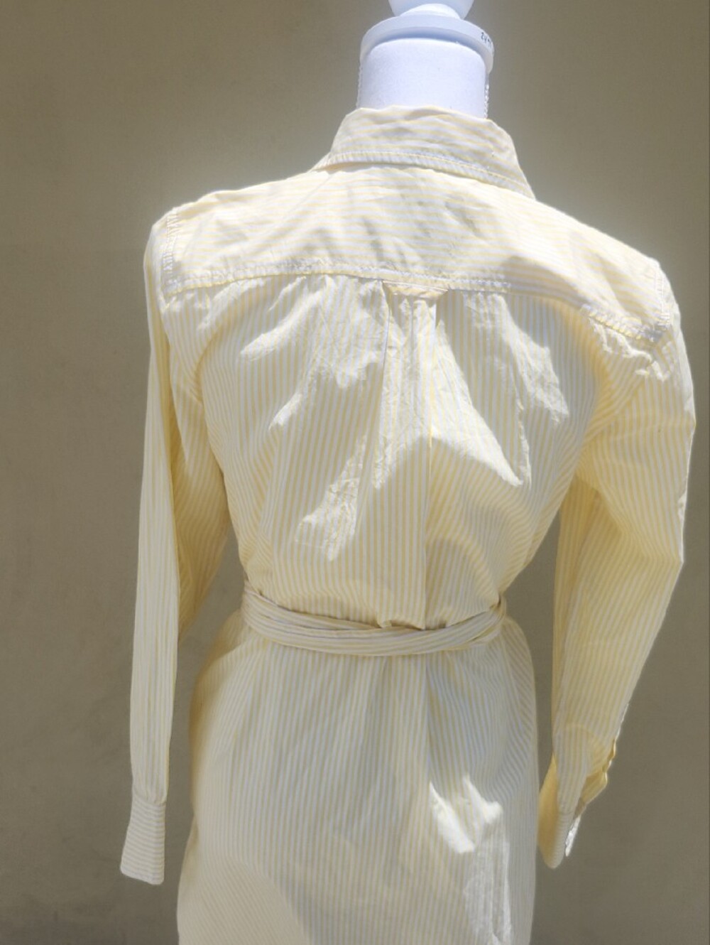 J. Crew Pale Yellow Striped Long-Sleeve Shirt Dress - Picture 8 of 11